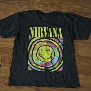 Nirvana Graphic T-Shirt Vintage faded black Multicolor Smiley Size‎ S Classic